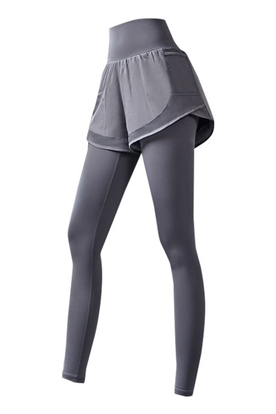 Fitness pants women's high waist fake two-piece running Yoga Pants elastic tight fitting autumn and winter wear quick drying exercise pants  SKSP024 detail view-14
